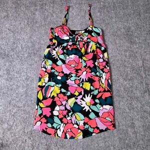 Roxy Women's S‎ Floral Sleeveless Top Multicolor Ruched Neck Boho Y2K Festival
